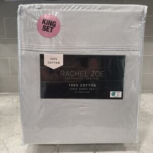 Rachel Zoe KING LIGHT GRAY 300 thread count 100% Cotton Sheet Set Deep Sheets